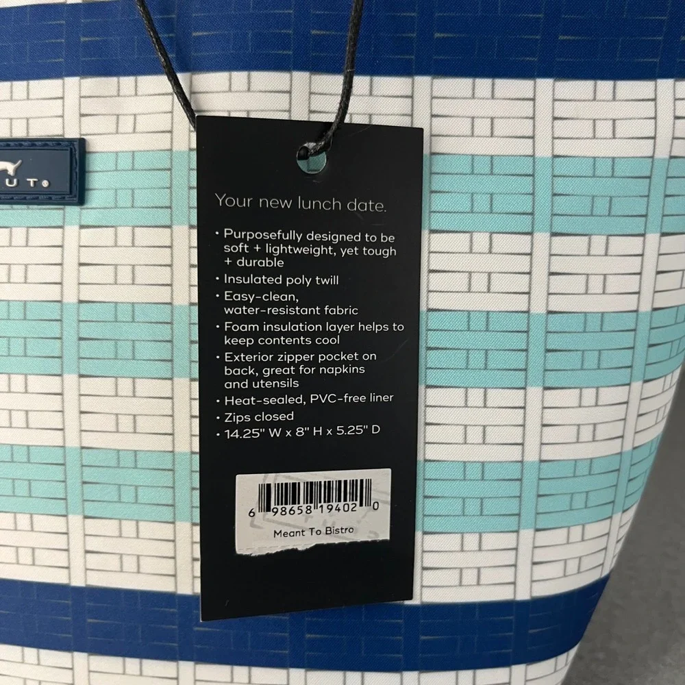 NWT Scout Nooner Lunch Box Meant To Bistro Blue Striped Insulated Bag